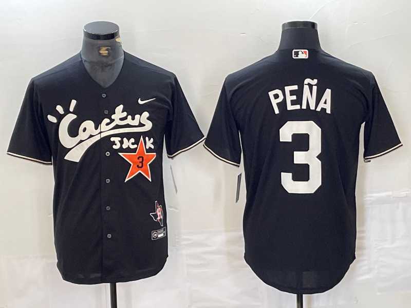 Mens Houston Astros #3 Jeremy Pena Black Cactus Jack Vapor Premier Stitched Baseball Jersey